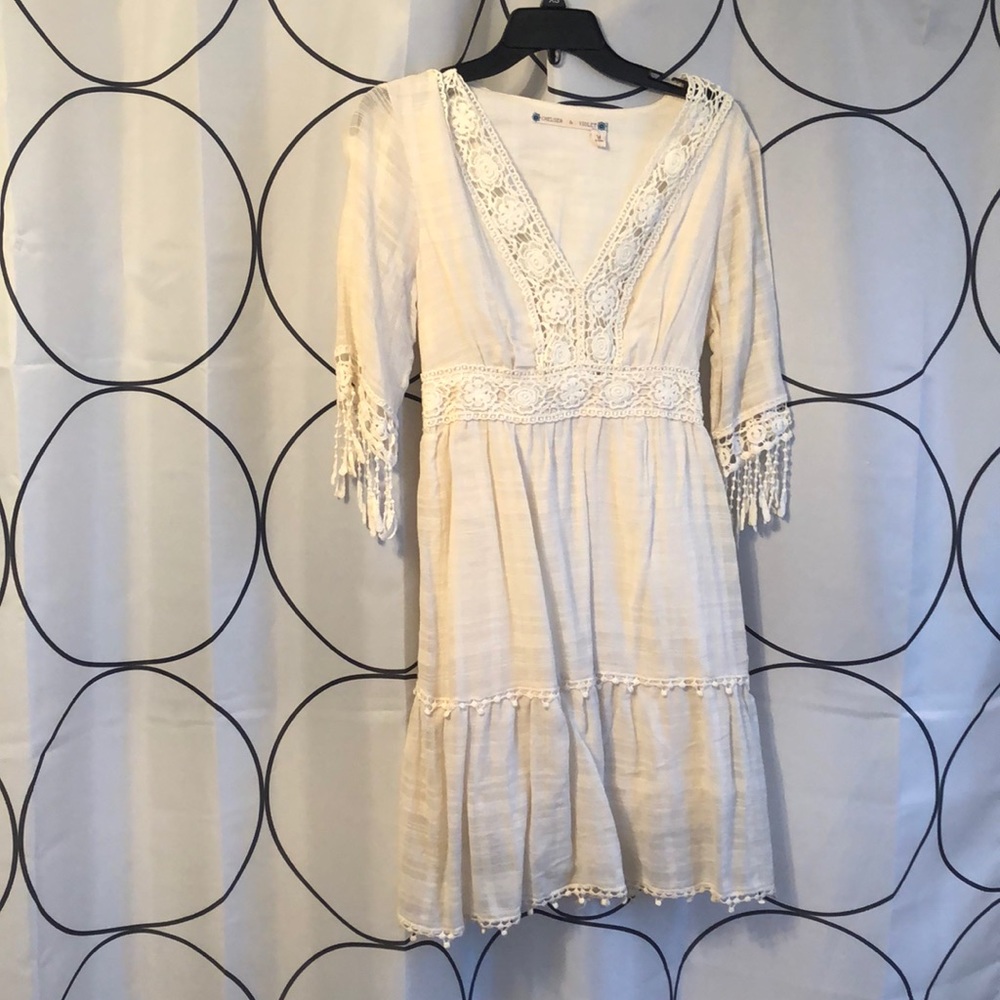 Cream Chelsea & Violet flowing dress.